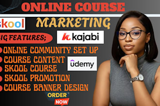 do online course promotion and marketing for udemy, kajabi, and thinkific