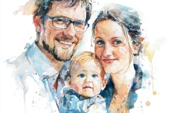 amazing family watercolor portrait paintings