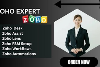 setup zoho desk zoho assist zoho lens, fsm setup, workflow, automation services