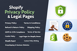 write shopify privacy refund policy terms and conditions  about us page
