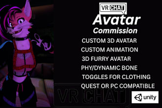 do vr character vrchat avatar commission anime avatar furry nsfw 3d mod model