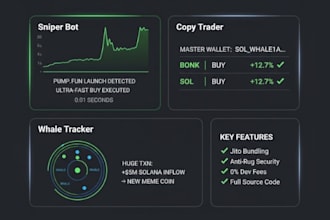 build a custom solana sniper bot telegram copy trading bot and whale tracker