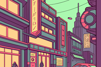 detailed art of sci fi cyberpunk psychedelic artwork