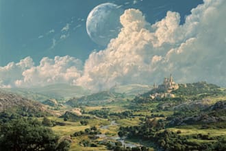 create stunning fantasy landscape, background illustration