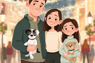 your magical couple portraits in disney or pixar style