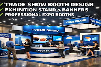 design trade show booth, banner, backdrop, exhibition stand and tent graphics