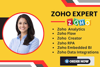 setup zoho analytics, flow, creator, rpa, data automation for your business