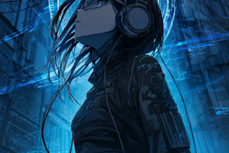 create a anime style music album cover art