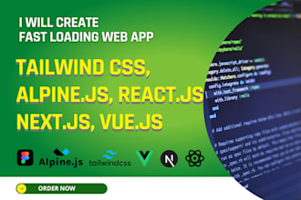 create website using tailwind CSS, alpine js, react, next, vue from figma