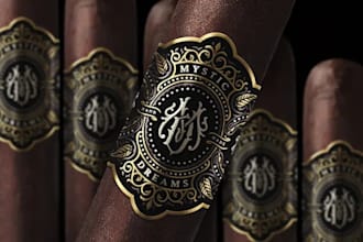 do modern cigar label, cigar band, cigar box, cigar ring and cigar logo design