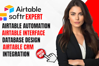 set up airtable database, airtable automation, airtable CRM,  softr web app