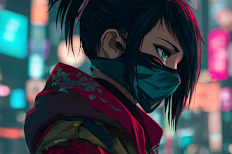 design anime character , cyberpunk character