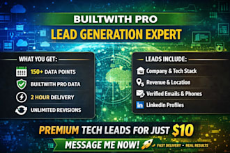 provide builtwith pro tech stack leads with unlimited leads per report