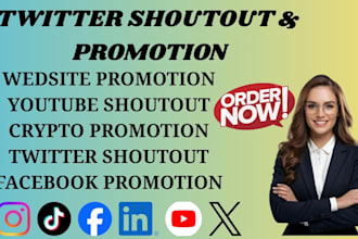 do twitter shoutout and promotion to 1m USA,UK fb, yt, wix, ig, crypto audience