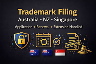 do trademark filing in australia new zealand singapore and do renewal, extension