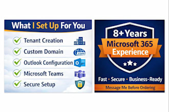 microsoft 365 tenant creation, custom domain, outlook and teams configuration