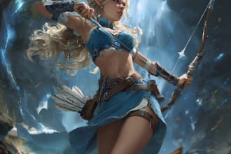draw game character art or fantasy character illustration