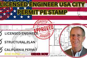 licensed  engineer for usa city permit pe stamp engineering drawing plan ohio tx