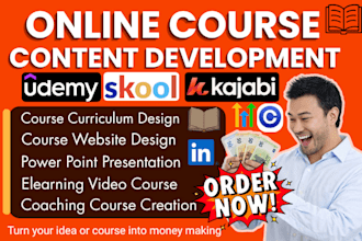 develop online course content for elearning and coaching programs