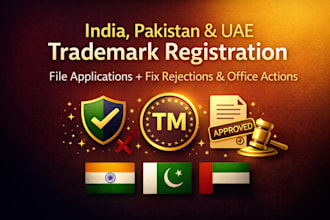 register trademark in india, pakistan, uae and fix rejection and office action