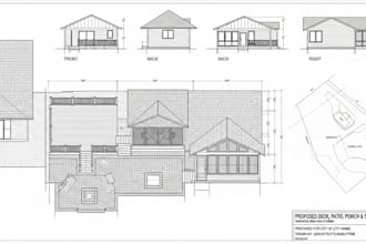 draw deck patio porch sunroom plans for building permits, city approval