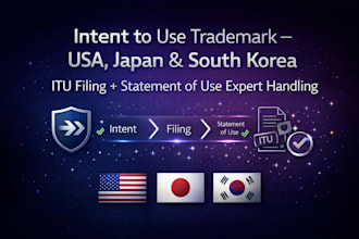 handle trademark in USA, japan, south korea, file statement of use