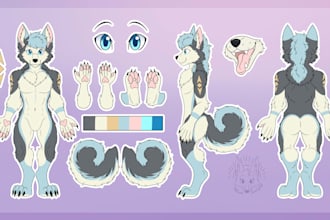 draw fursuit ref sheet, fursona