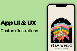 design app UI UX in figma with custom illustrations