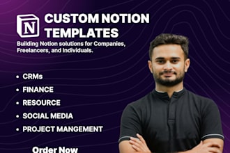 a custom notion template, notion page and notion dashboard