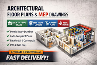do architectural design floor plan autocad mep layout  and revit drafting