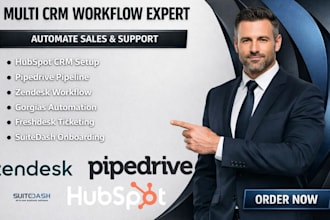 create pipedrive suitedash, hubspot, zendesk gorgias freshdesk  CRM workflows