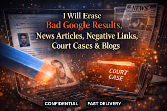 erase bad google results, news articles, negative links, court cases and blogs