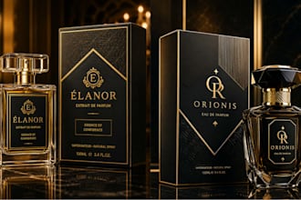 creat luxury perfume label, logo, cosmetics with custom label