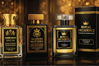 creat luxury perfume label, logo, cosmetics with custom label