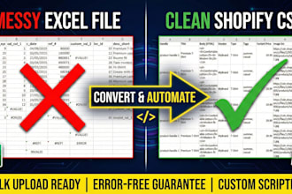 convert excel, xml, or csv files to shopify for bulk upload