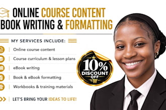 create online course content course curriculum ebook writing and book formatting