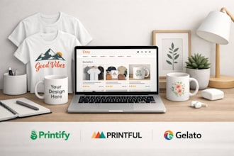 do etsy print on demand on etsy shop, printify, printful and gelato