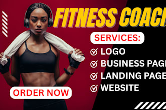 setup fitness coach yoga gym business page landing page website