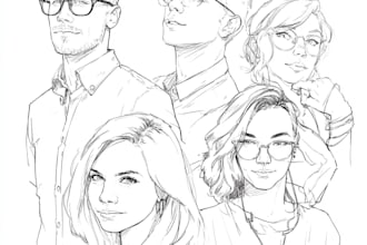 make you a lineart portrait of your friends and family