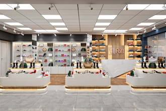 design modern retail store interior,shop interior, exterior storefront,3d render