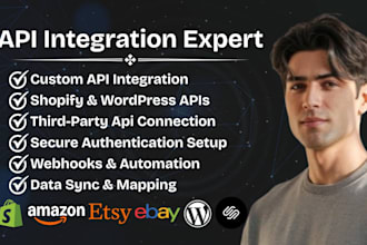 do api integration for shopify, amazon, etsy, ebay, wordpress, sdk, squarespace