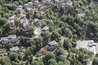 relayout residential space,townhouses design,3d site plan,landscape aerial view