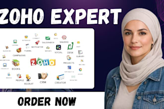 setup zoho CRM, zoho one, campaigns, forms, books and automation