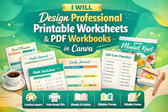 design professional printable worksheets and pdf workbooks in canva, ebook