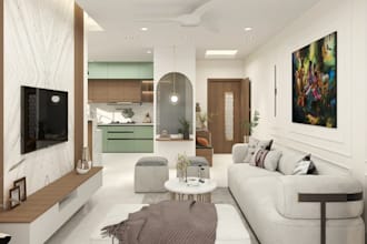 reimagine 3d modern cgi apartment,open plan livingroom,couch set,modualr kitchen