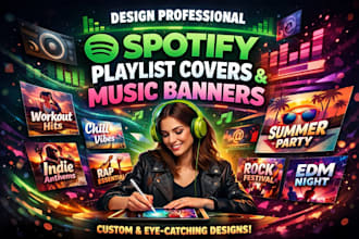 design professional spotify playlist covers and music banners, album cover