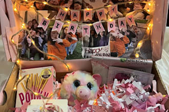 paint a surprise gift box with items inside