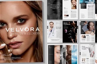 design product catalog, med spa brochure for cosmetics, beauty skincare brands