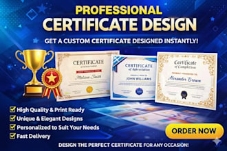 design a professional, editable certificate, award or diploma