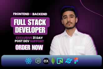full stack custom website development as frontend developer, backend developer